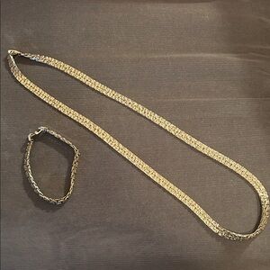 Vintage “Gold Nugget” Chain Necklace and Bracelet Set